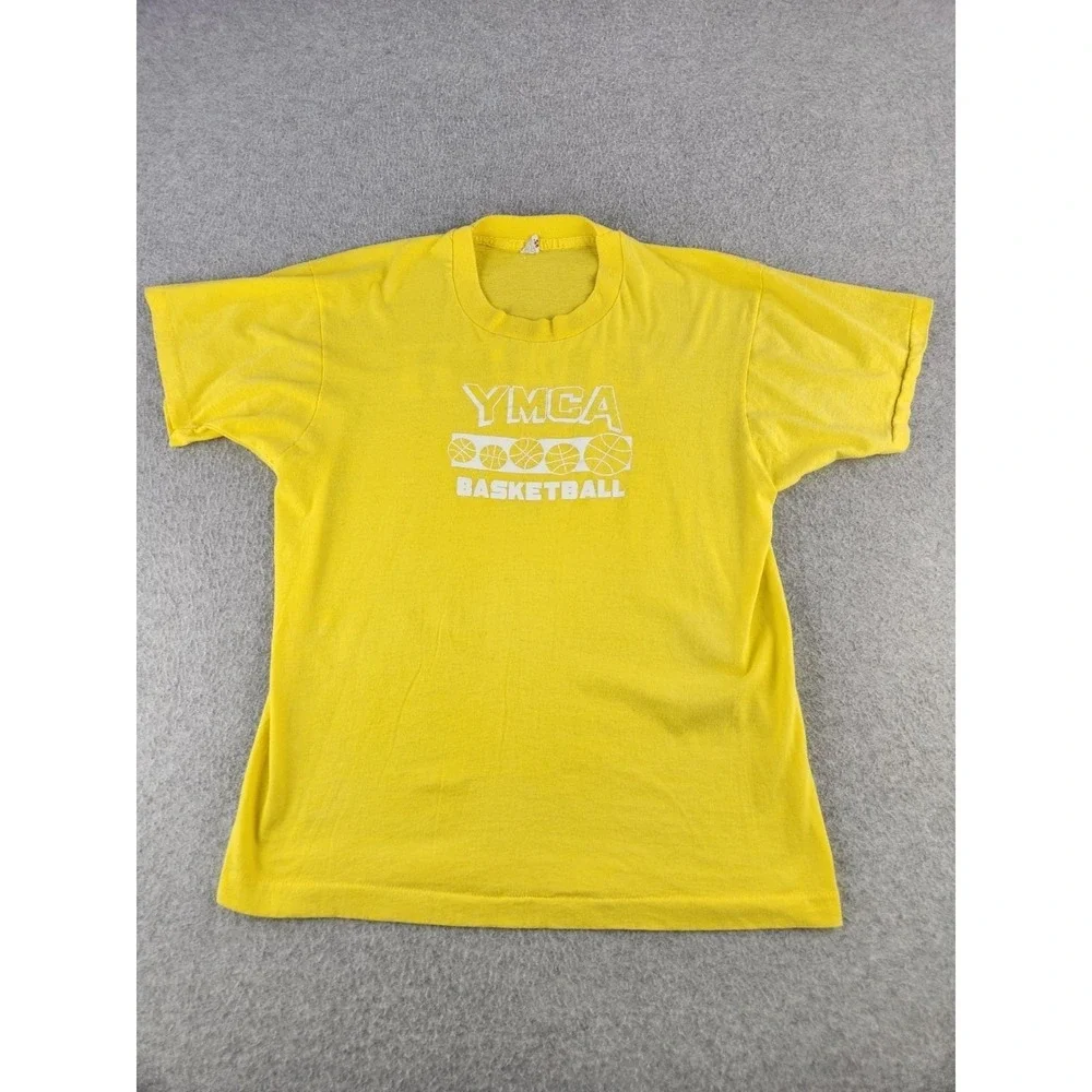 Vintage YMCA Basketball Shirt Single‎ Stitch Coach Tee Screen Stars XL Medium